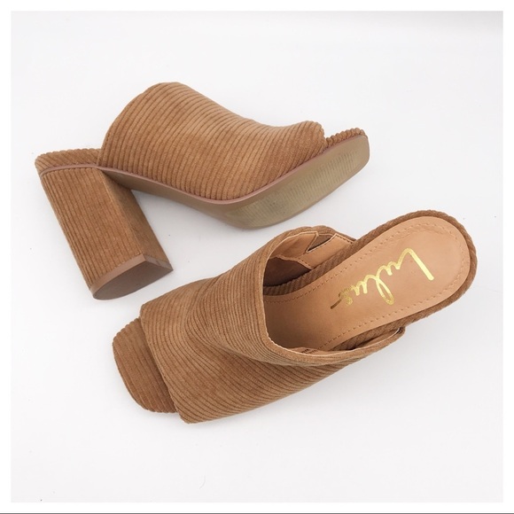 Lulus Raelynn Corduroy Peep-Toe Mules Size 6.5 - Picture 3 of 12